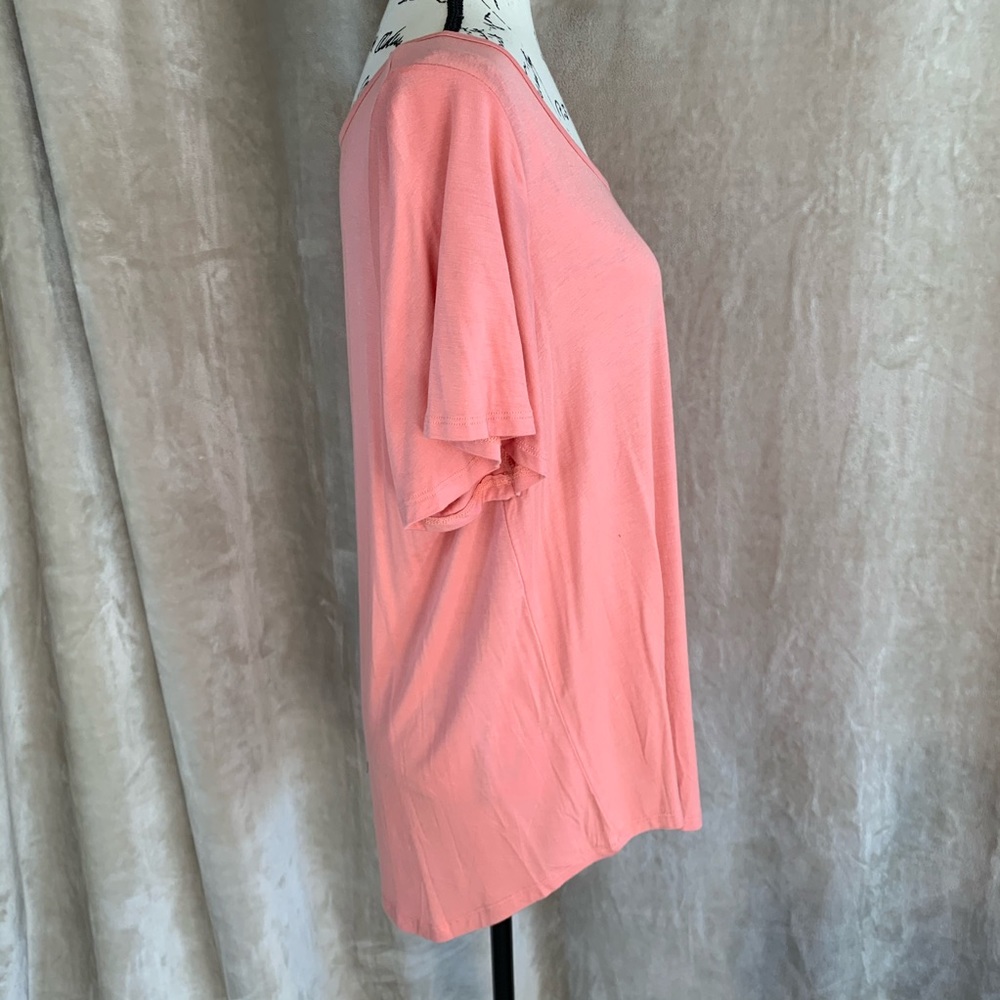 Jessica Simpson Coral Cotton Blend Top Soft Scoop Neck Short Sleeve Tee Coral 1X - Picture 7 of 14